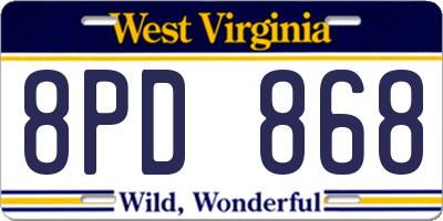 WV license plate 8PD868