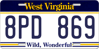 WV license plate 8PD869