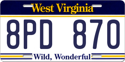 WV license plate 8PD870