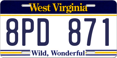 WV license plate 8PD871