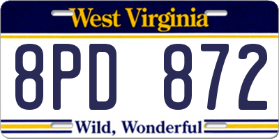 WV license plate 8PD872