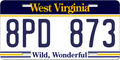 WV license plate 8PD873