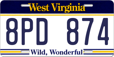WV license plate 8PD874