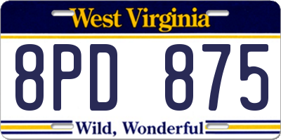 WV license plate 8PD875