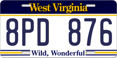 WV license plate 8PD876