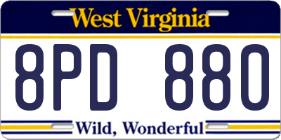 WV license plate 8PD880