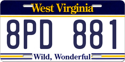 WV license plate 8PD881