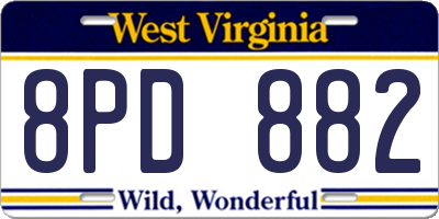 WV license plate 8PD882