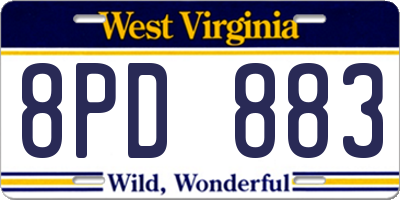 WV license plate 8PD883