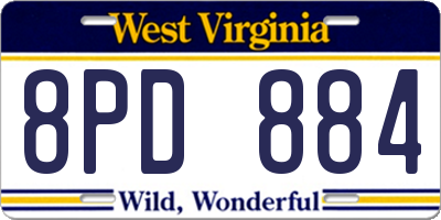 WV license plate 8PD884