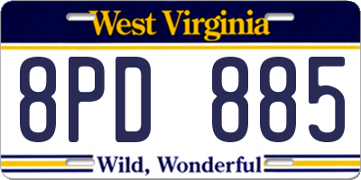 WV license plate 8PD885