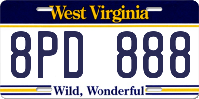 WV license plate 8PD888