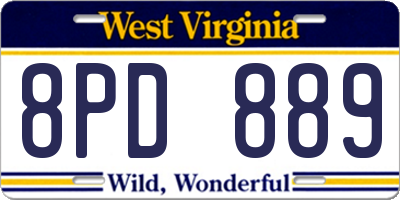 WV license plate 8PD889