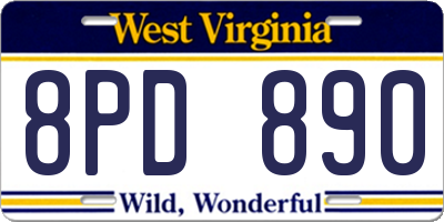 WV license plate 8PD890