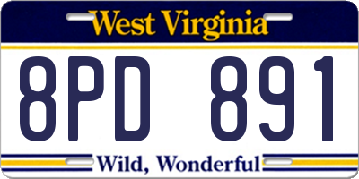 WV license plate 8PD891
