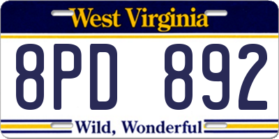 WV license plate 8PD892