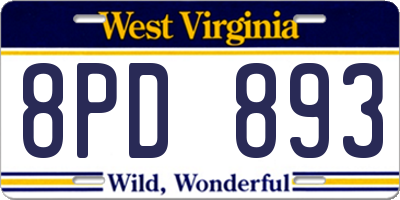 WV license plate 8PD893