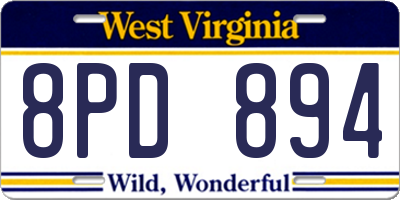 WV license plate 8PD894