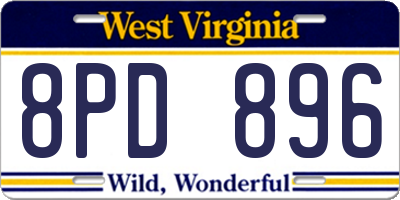 WV license plate 8PD896