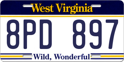 WV license plate 8PD897