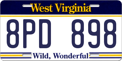 WV license plate 8PD898