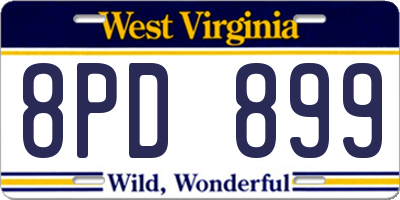 WV license plate 8PD899