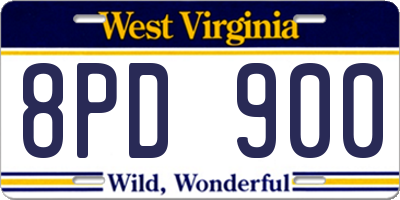 WV license plate 8PD900