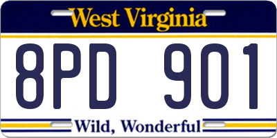 WV license plate 8PD901
