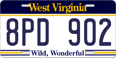 WV license plate 8PD902