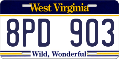 WV license plate 8PD903