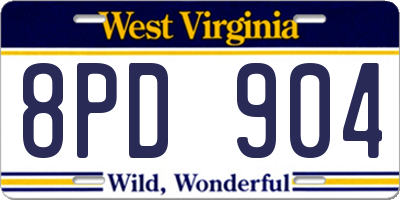 WV license plate 8PD904