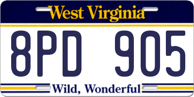WV license plate 8PD905