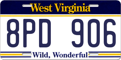 WV license plate 8PD906