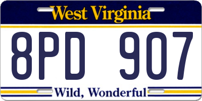 WV license plate 8PD907