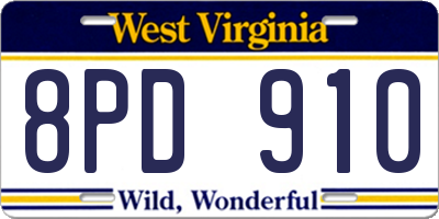 WV license plate 8PD910