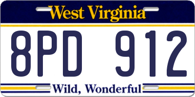 WV license plate 8PD912