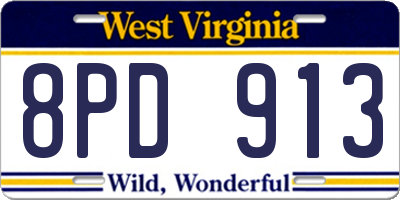 WV license plate 8PD913