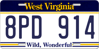 WV license plate 8PD914