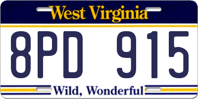 WV license plate 8PD915