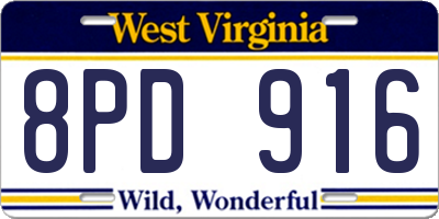 WV license plate 8PD916