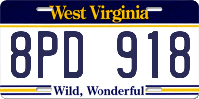 WV license plate 8PD918