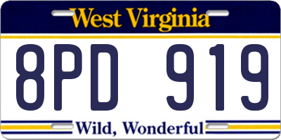 WV license plate 8PD919
