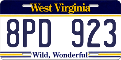 WV license plate 8PD923