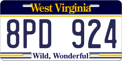 WV license plate 8PD924