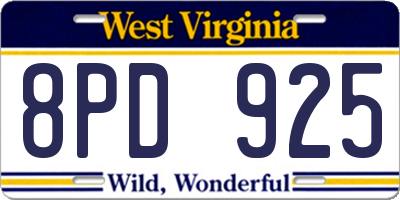 WV license plate 8PD925