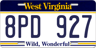 WV license plate 8PD927