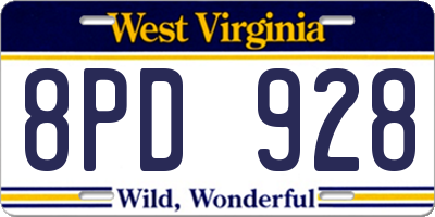 WV license plate 8PD928