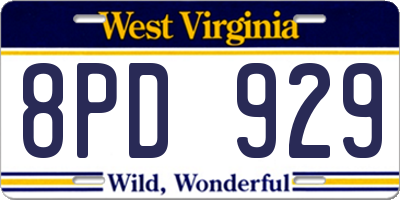 WV license plate 8PD929