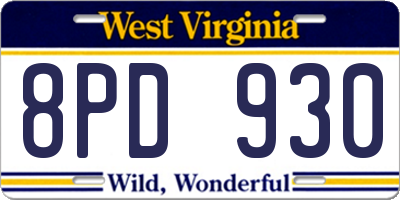 WV license plate 8PD930