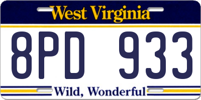 WV license plate 8PD933